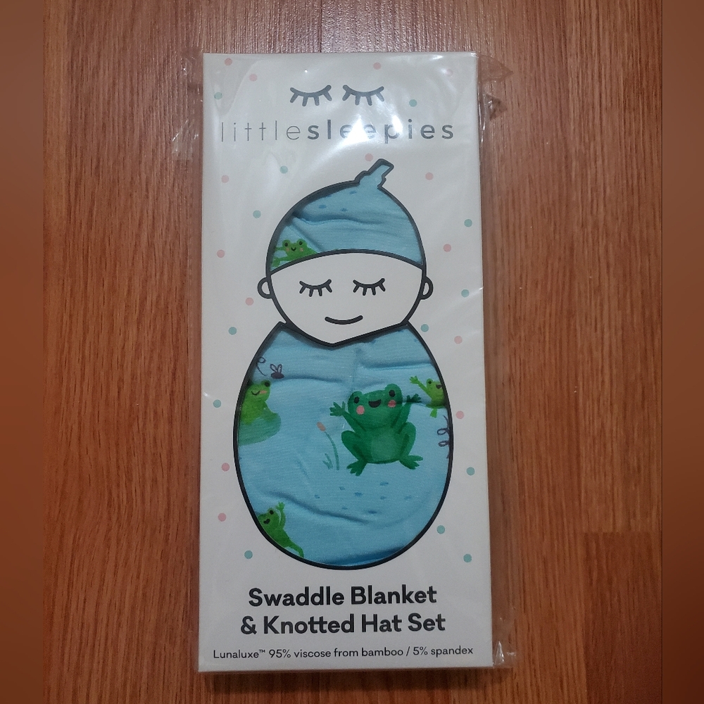 Little Sleepies Swaddle Blanket & Knotted Hat Set